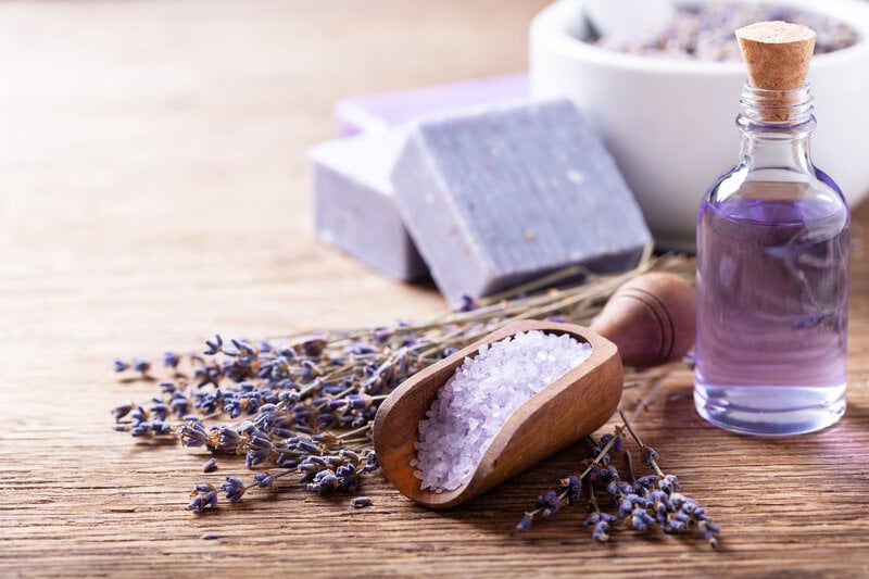 Handmade lavender soap and oil